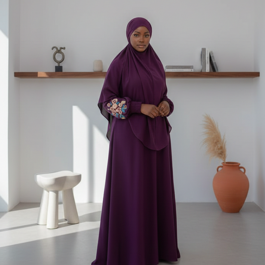 Abaya & Khimar Set — Plum Purple
