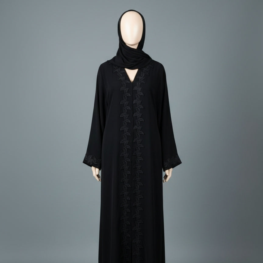 Rayana Leaf Abaya - Nida Fabric