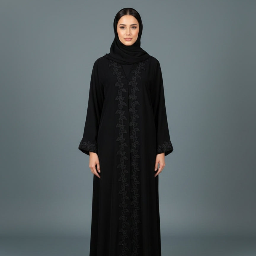 Rayana Leaf Abaya - Nida Fabric