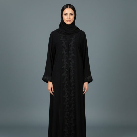 Rayana Leaf Abaya - Nida Fabric