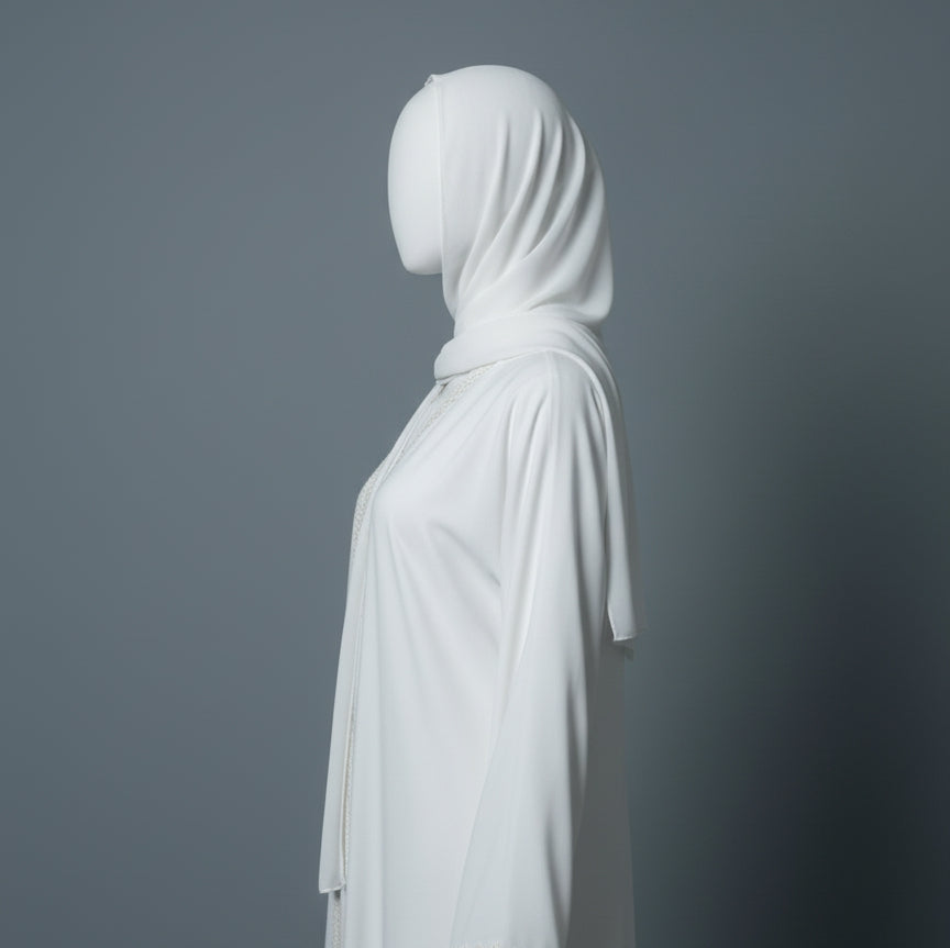 Safiyyah Abaya - White Sheila Fabric