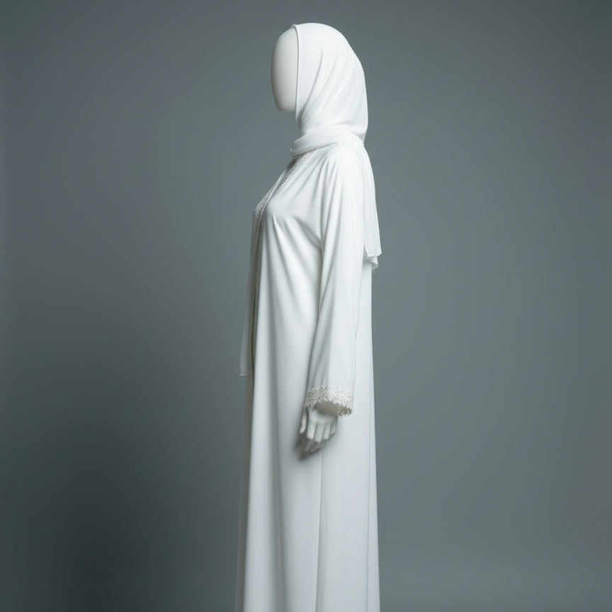Safiyyah Abaya - White Sheila Fabric