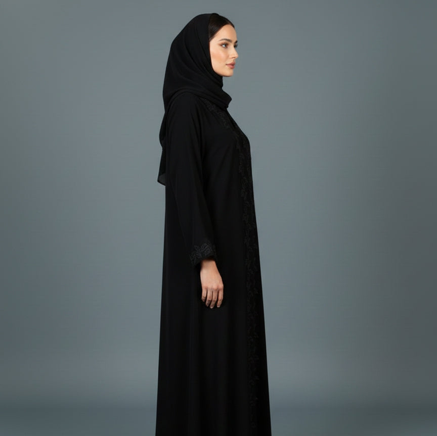 Rayana Leaf Abaya - Nida Fabric