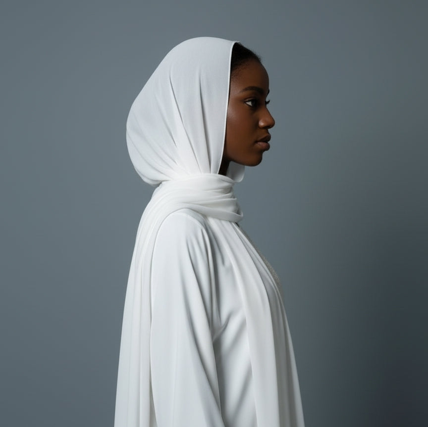 Safiyyah Abaya - White Sheila Fabric