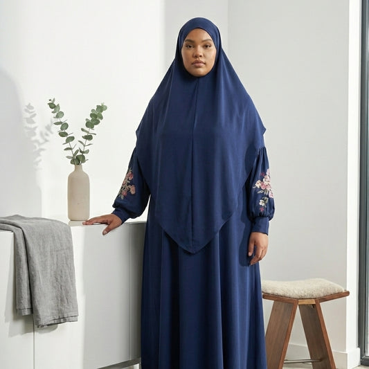 Abaya & Khimar Set — Navy Blue
