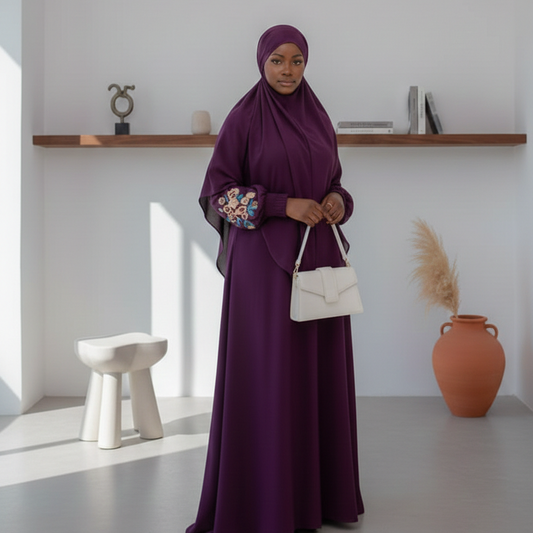 Abaya & Khimar Set — Plum Purple